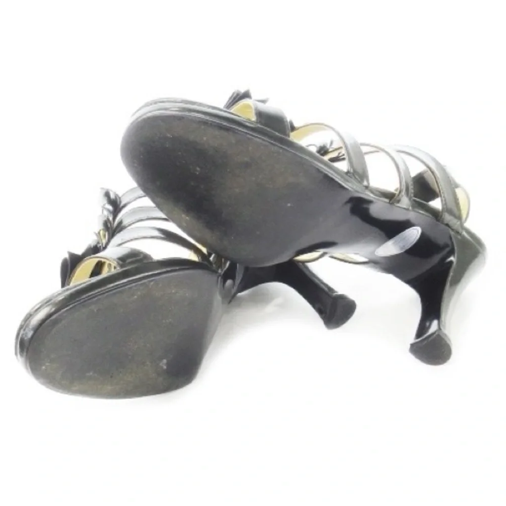 Versace vintage black leather heels 6.5 womens